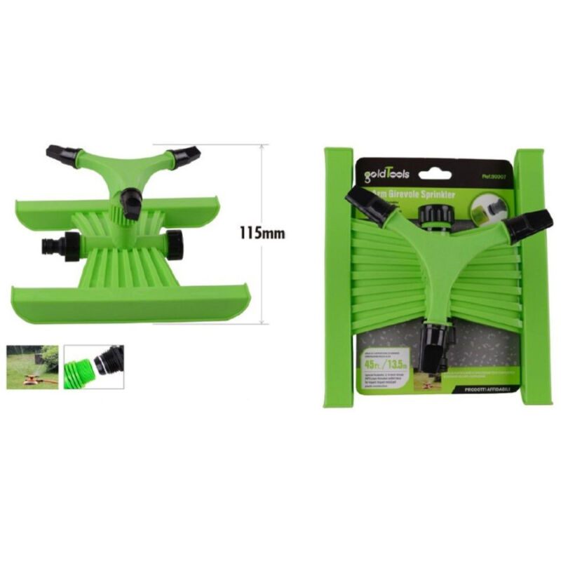 foto del prodotto kaela irrigatore girevole bracci a 3 getti base supporto slitta irrigatori 115mm 90007 