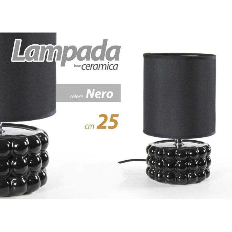 foto del prodotto kaela lampada abat jour da tavolo comodino e14 base ceramica nero lux 25x15 cm 837395 