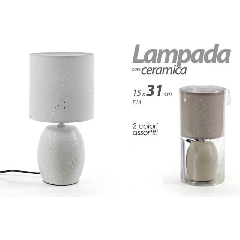 foto del prodotto kaela lampada lumetto abat jour 15x31cm da tavolo e14 base in ceramica 2 colori 806032 