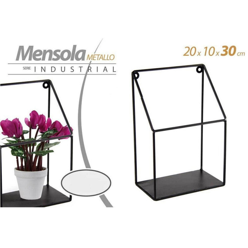 foto del prodotto kaela mensola bacheca parete metallo classico moderno industrial 20x10x30cm nero 822247 