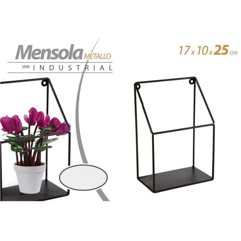 foto del prodotto kaela mensola bacheca parete metallo nero industrial classic moderno 17x10x25cm 822254 