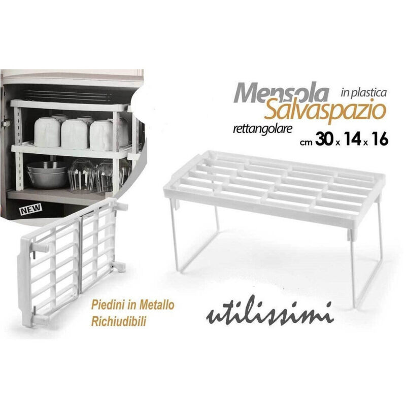 foto del prodotto kaela mensola salvaspazio organizer cucina armadio cassetti bianca 30x14x16cm 839184 