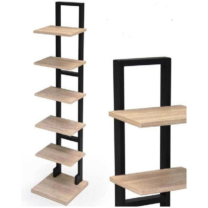 foto del prodotto kaela mobile scaffale moderno in metallo 5 ripiani mensole in legno 30x30x131cm 783180 