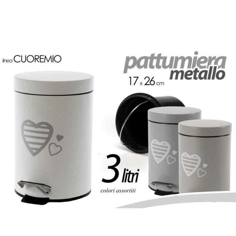 foto del prodotto kaela pattumiera portaspazzatura metallo 17x26cm 3lt cuore mio colori assortiti 748646 