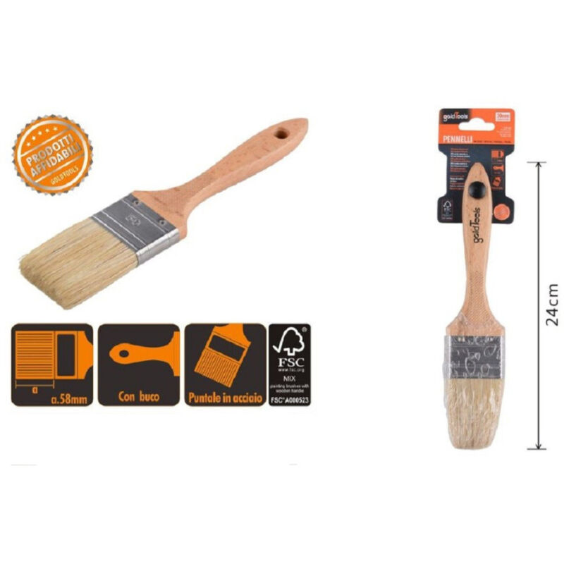 foto del prodotto kaela pennello piatto 24 cm manico in legno setole morbide per pittura vernice 90205 