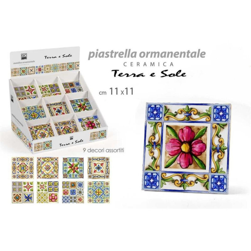 foto del prodotto kaela piastrella ornamentale ceramica 11x11 cm terra e sole 9 decori assortiti 825637 