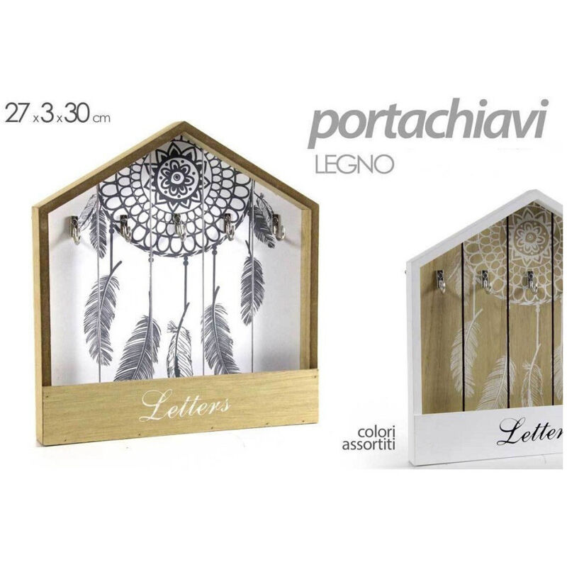 foto del prodotto kaela portachiavi lettere appendino legno cassetta 27x3x30cm indian shabby chic 765858 