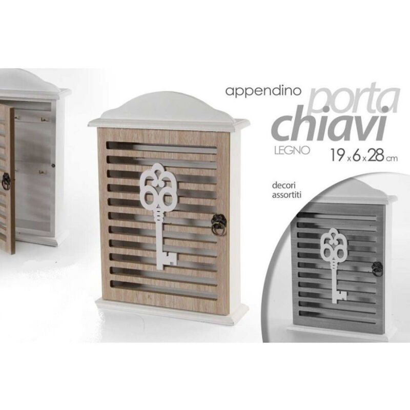 foto del prodotto kaela portachiavi parete 19x6x28 cm in legno chiave appendino decori assortiti 762567 