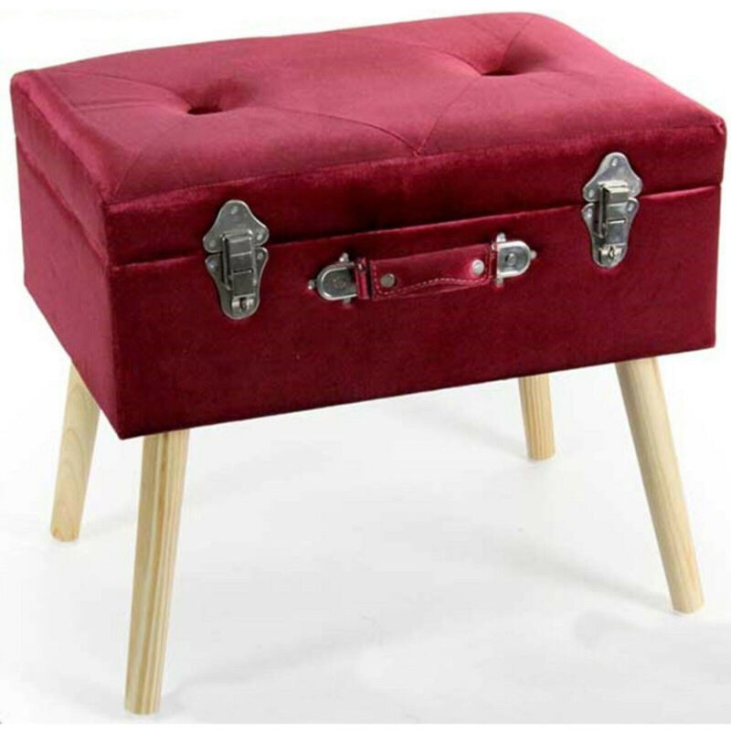 foto del prodotto kaela pouf pouff contenitore h46x50x35cm tessuto rosso imbottito piedi in legno 756795 