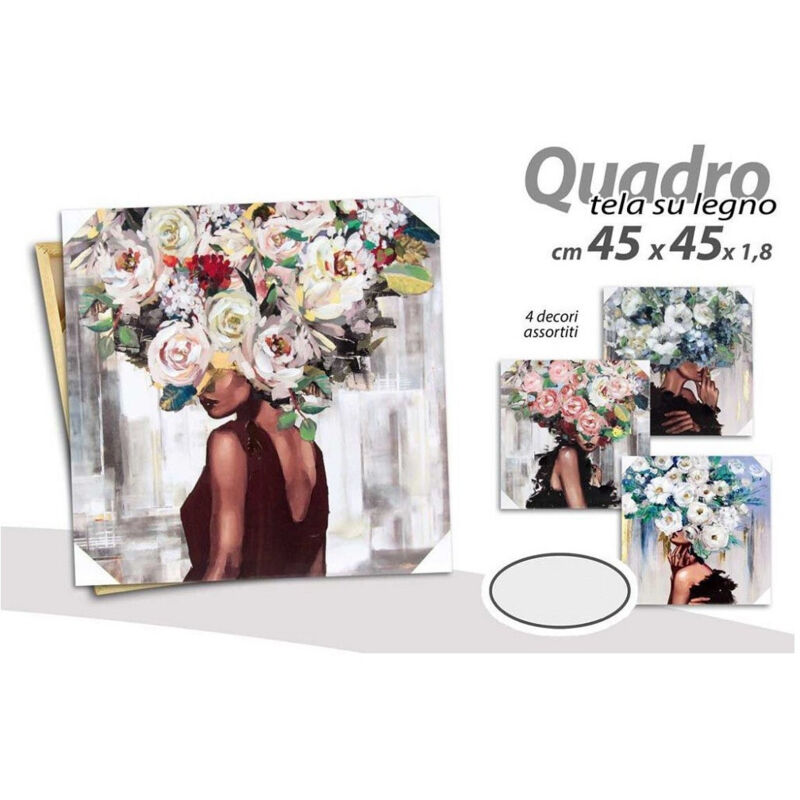 foto del prodotto kaela quadro quadretto decorativo 45 x 45 x 1,8cm tela su legno deluxe 4 decori 831966 