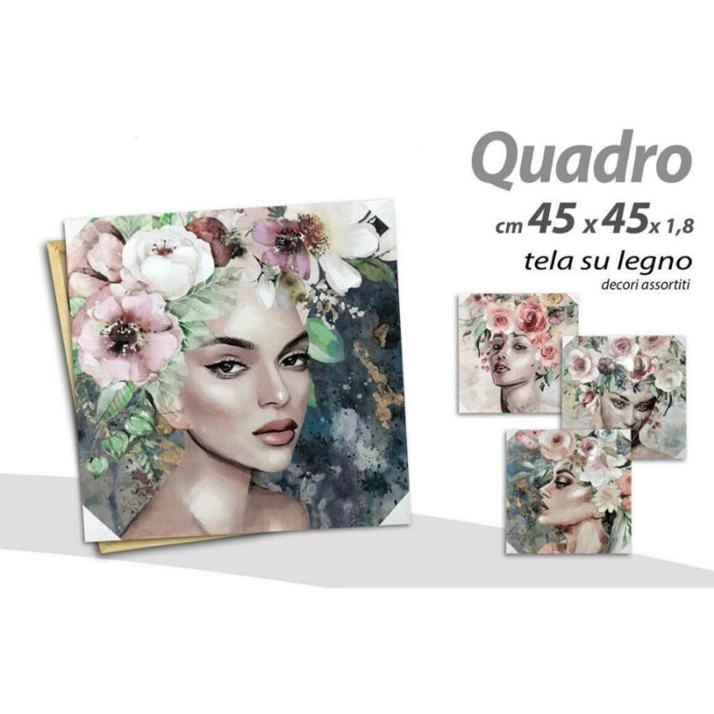 foto del prodotto kaela quadro quadretto decorativo 45x45x1,8 cm tela su legno deluxe decori ass. 806667 