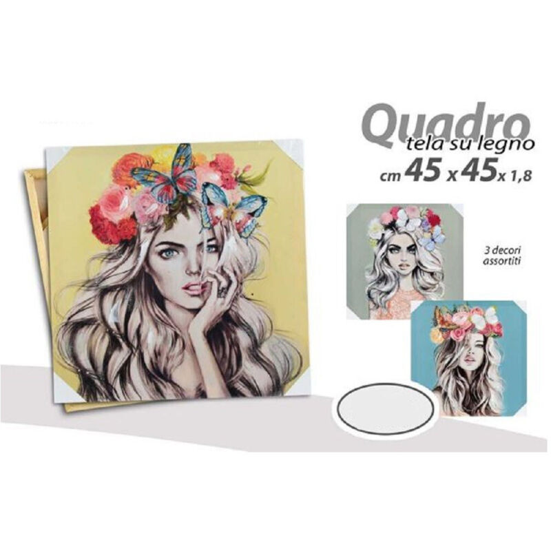 foto del prodotto kaela quadro quadretto decorativo 45x45x1,8 cm tela su legno deluxe decori ass 831751 