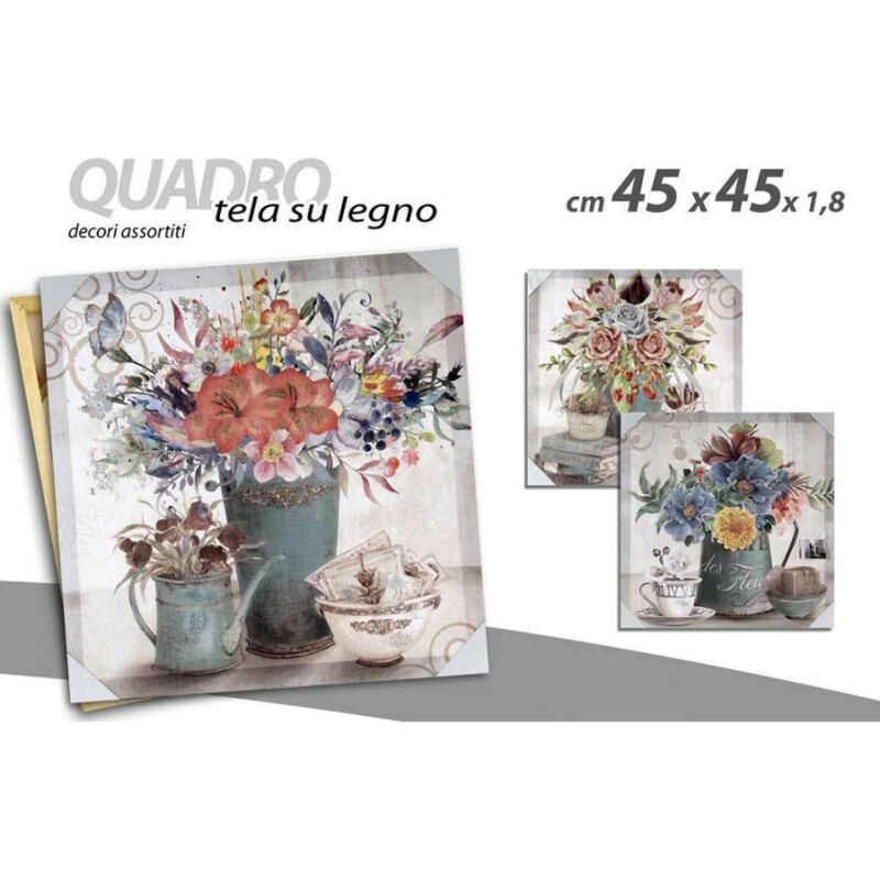 foto del prodotto kaela quadro quadretto decorativo 45x45x1,8cm tela su legno decori ass. piante 757365 