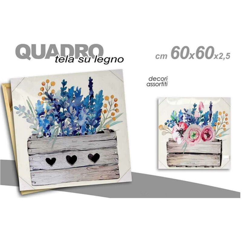 foto del prodotto kaela quadro quadretto decorativo 60x60x2,5cm tela su legno deluxe decori ass. 730566 