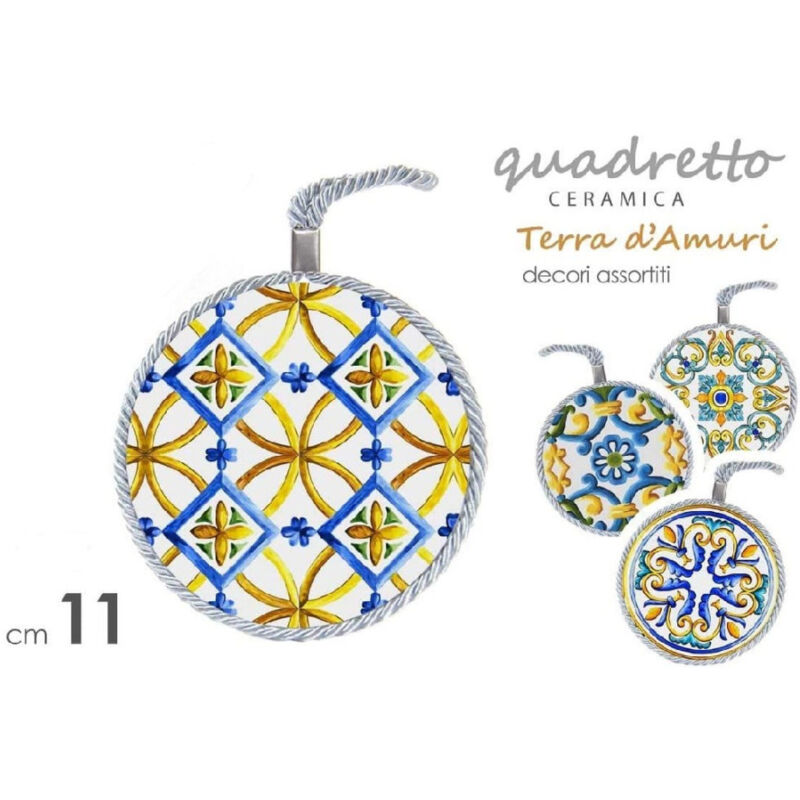 foto del prodotto kaela quadro quadretto tondo in ceramica terra d amuri decori assortiti 11 cm 816529 