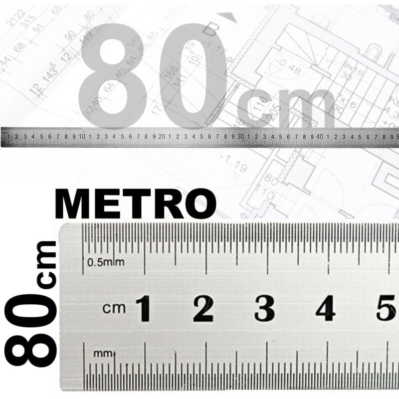 foto del prodotto kaela righello metro 1mm a 80cm metallo acciaio riga multifunzione segnatura cm inch 