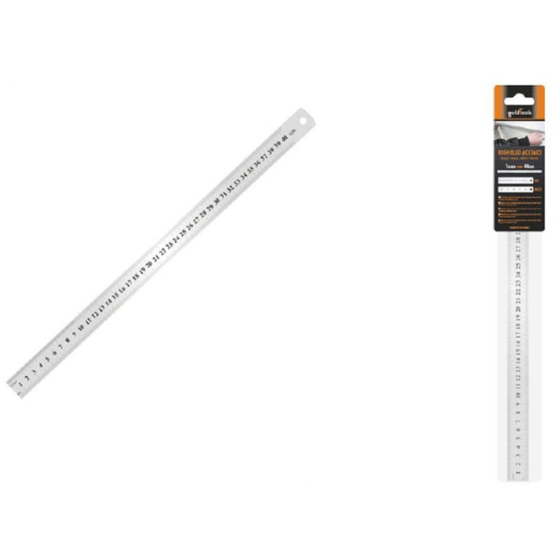 foto del prodotto kaela righello metro in acciaio inox metallo 1mm a 40 cm riga segnatura cm inch 97764 