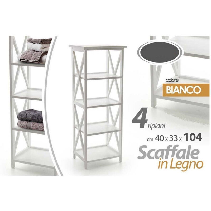 foto del prodotto kaela scaffale mobile a 4 ripiani mensole in legno colore bianco 40x33x104 cm 788253 