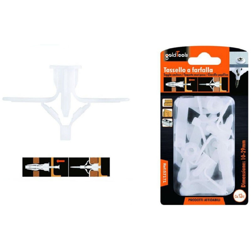 foto del prodotto kaela set 12 pezzi tasselli tassello a farfalla espansione a molla 10 29mm viti 57171 