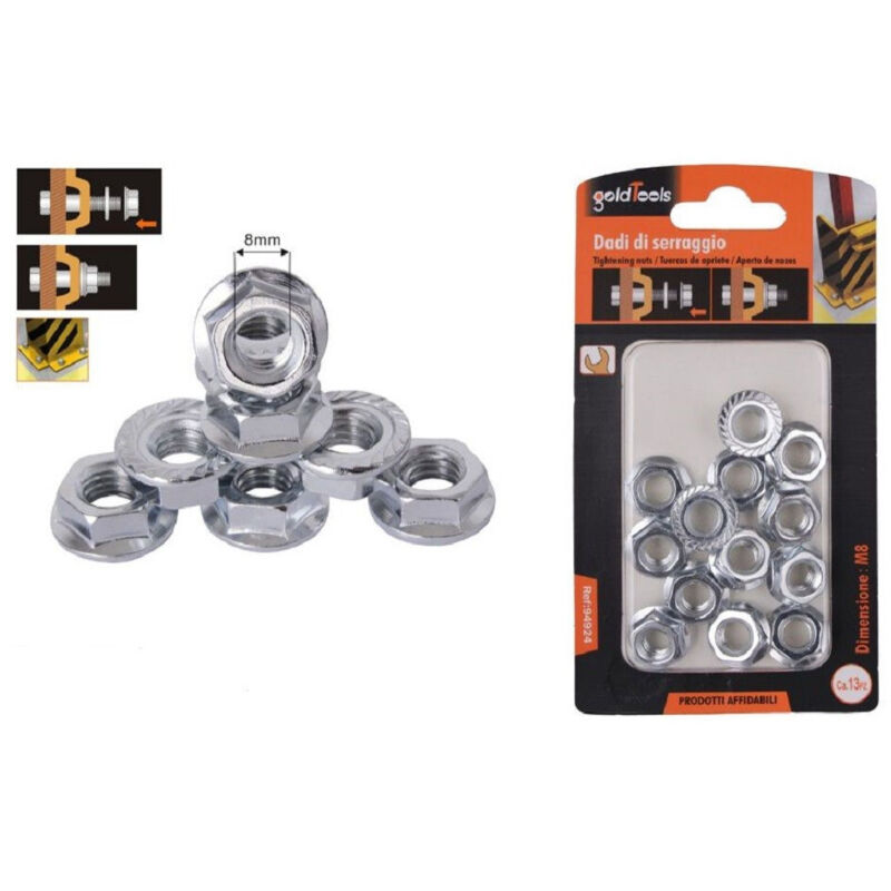 foto del prodotto kaela set 13 pz dado esagonale flangiato dadi di serraggio m8 bulloni vite 8mm 94924 