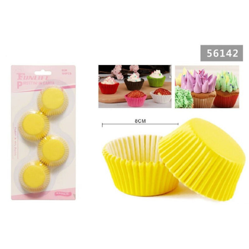 foto del prodotto kaela set 2 confezioni da 100 pirottini carta 8 cm gialli cupcake tortine muffin 56142 