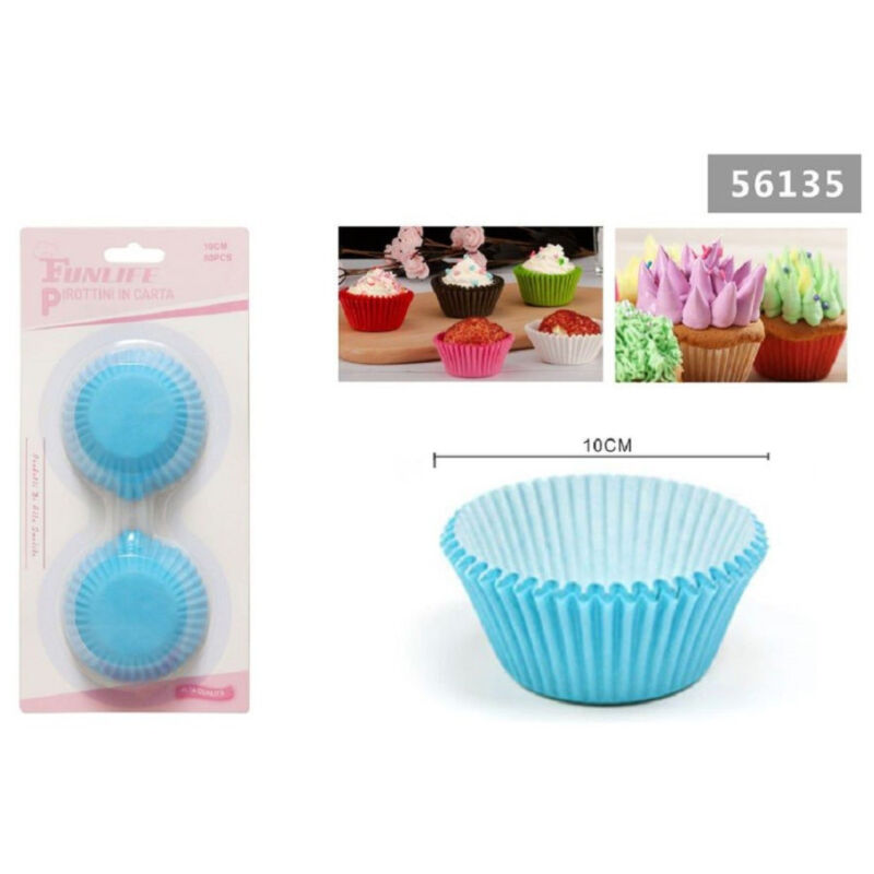 foto del prodotto kaela set 2 confezioni da 50 pirottini carta 10cm celesti cupcake tortine muffin 56135 
