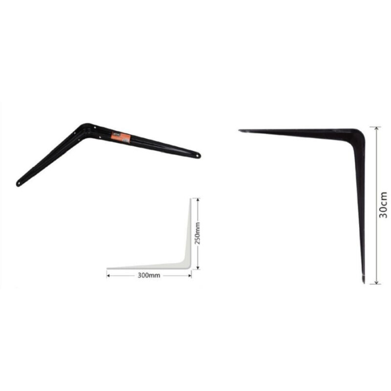 foto del prodotto kaela set 2 pz reggimensola supporto staffa triangolo mensola metallo 30 cm nero 91273 