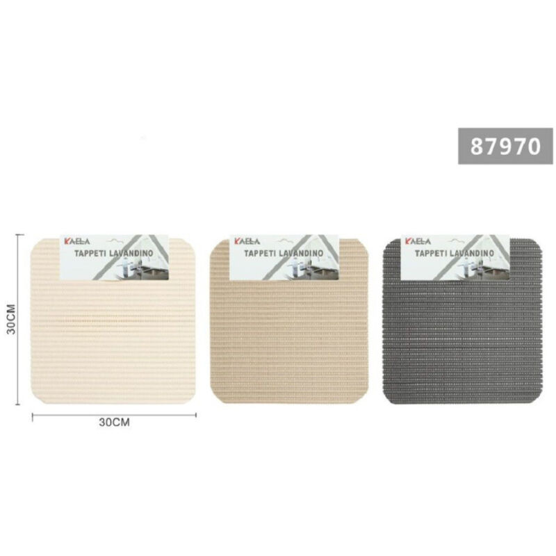 foto del prodotto kaela set 2 tappeti antiscivolo lavello lavandino righi quadrato cucina 30x30cm 87970 