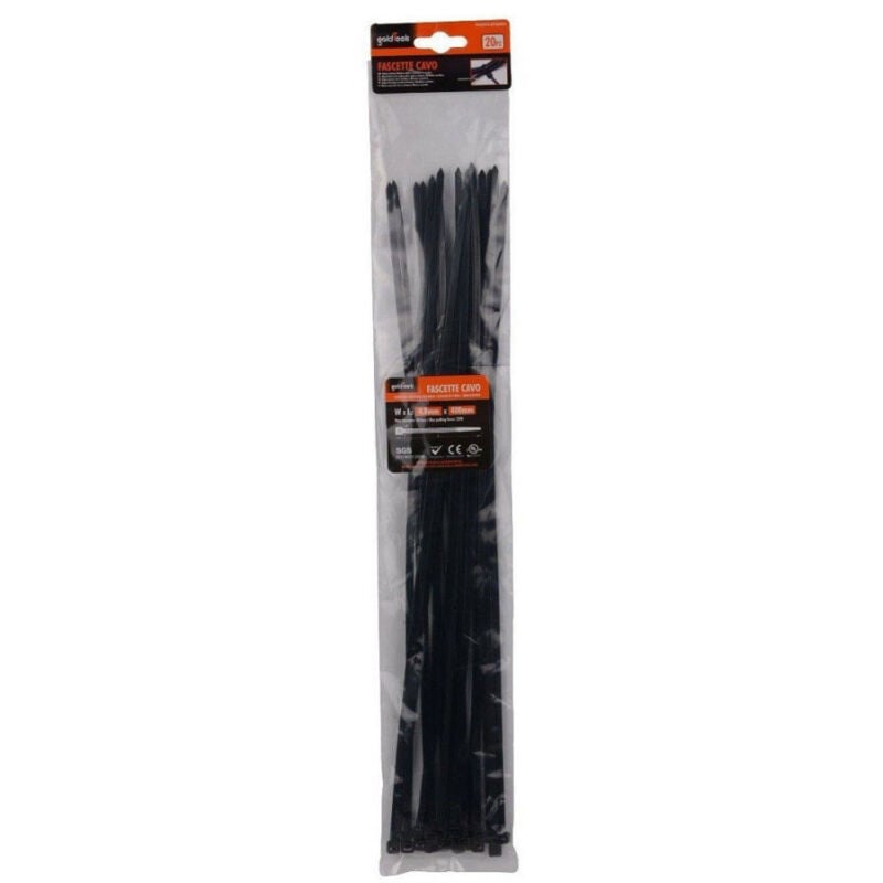 foto del prodotto kaela set 20 pz fascette cavi cavo nero stringenti in plastica nylon 4.8x400 mm 92385 