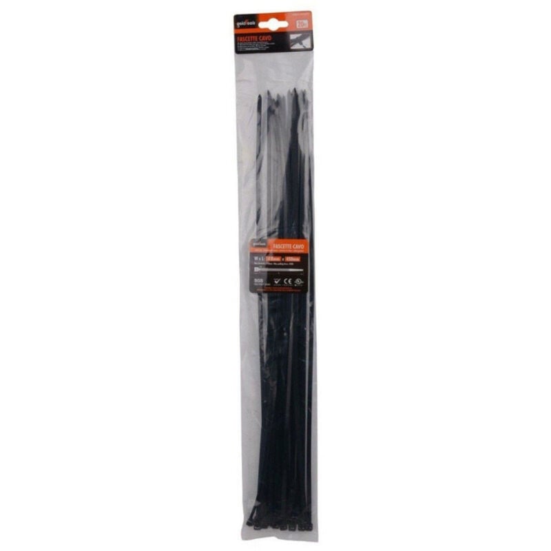 foto del prodotto kaela set 20 pz fascette cavi cavo nero stringenti in plastica nylon 4.8x450 mm 92386 