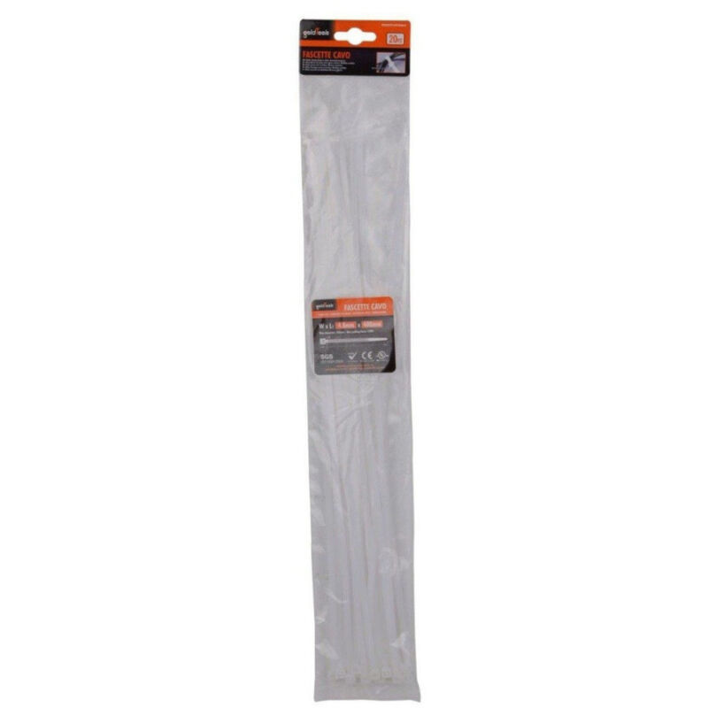foto del prodotto kaela set 20pz fascette cavi cavo bianco stringenti in plastica nylon 4.8x400 mm 92370 