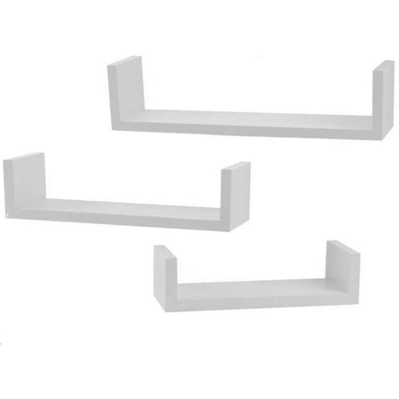 foto del prodotto kaela set 3 mensole parete in legno color bianco moderne design bordi scaffale 621710 
