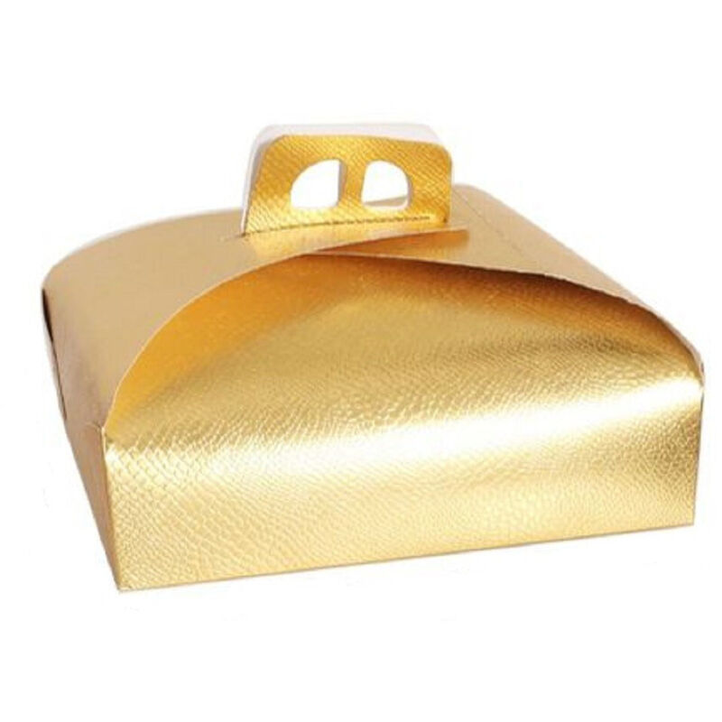 foto del prodotto kaela set 3 pz scatola porta torta oro 33x33cm per dolci paste pasticceria festa 58008 
