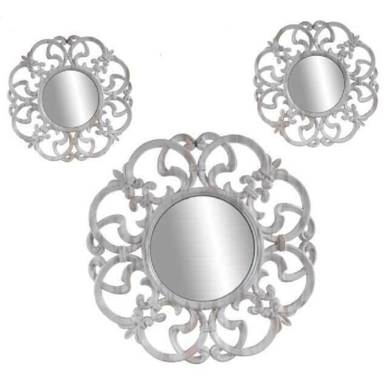 foto del prodotto kaela set 3 specchi parete decorativi anticati bianco specchio plastica 25 35cm 836886 