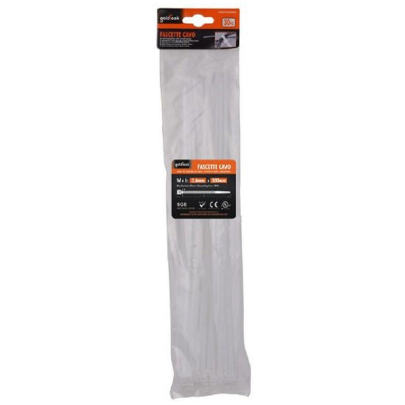 foto del prodotto kaela set 30 pz fascette cavi cavo bianco stringenti in plastica nylon 3.6x300mm 92368 