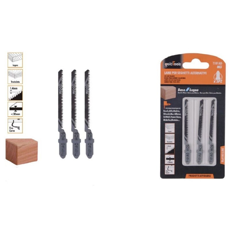 foto del prodotto kaela - set 3pz lame per seghetto alternativo t101ao hcs lama ricambio per legno 90186 -