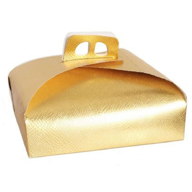 foto del prodotto kaela set 3pz scatola porta torta oro 29x29cm per dolci paste pasticceria festa 58007 