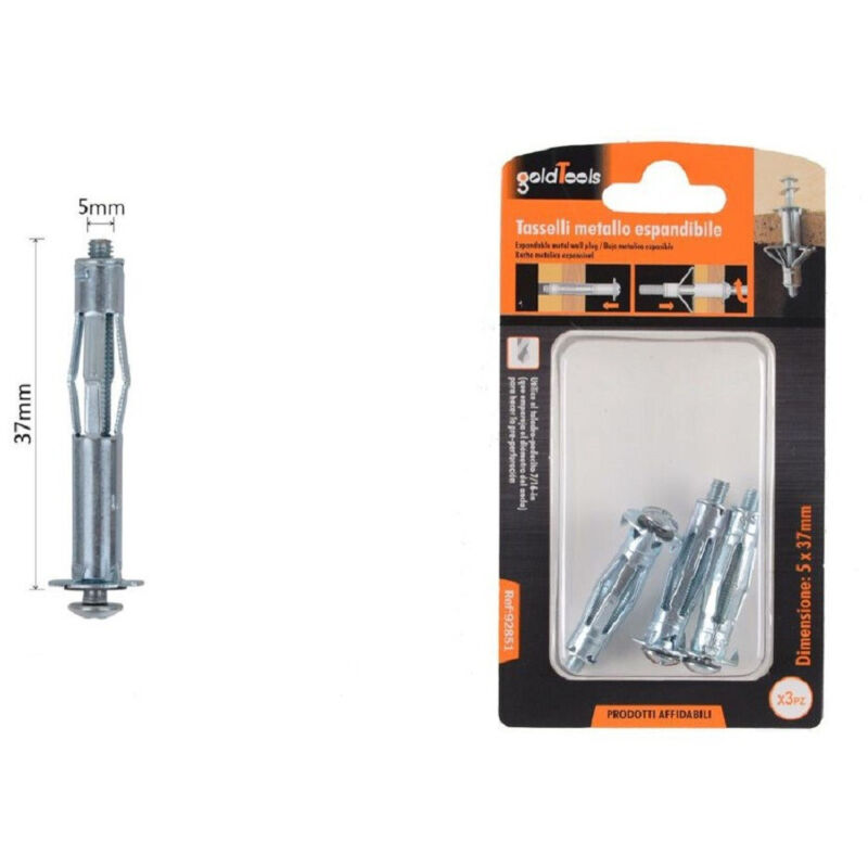 foto del prodotto kaela set 3pz tasselli metallici espandibili viti a espansione stile i 5 x 37 mm 92851 