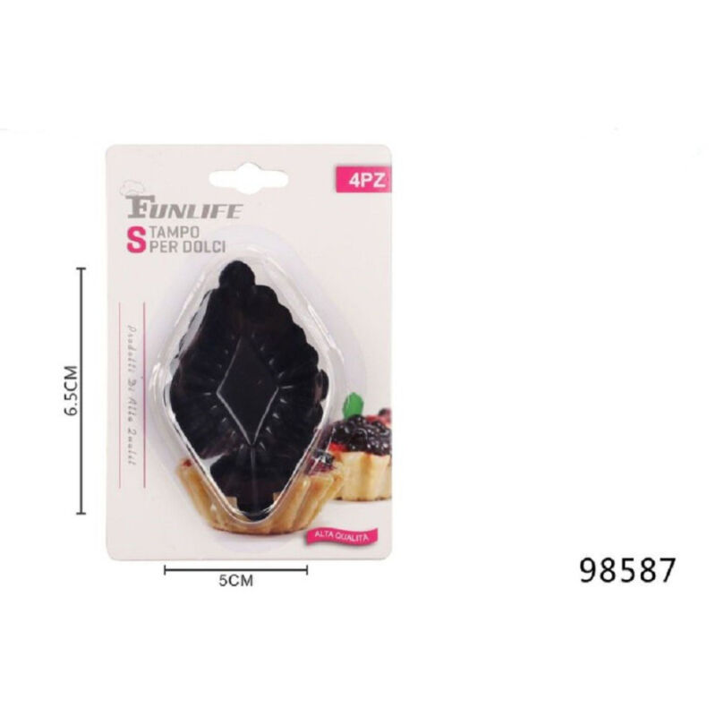 foto del prodotto kaela set 4 pz formine stampo per crostatine dolci dessert antiaderente 6,5x5cm 98587 