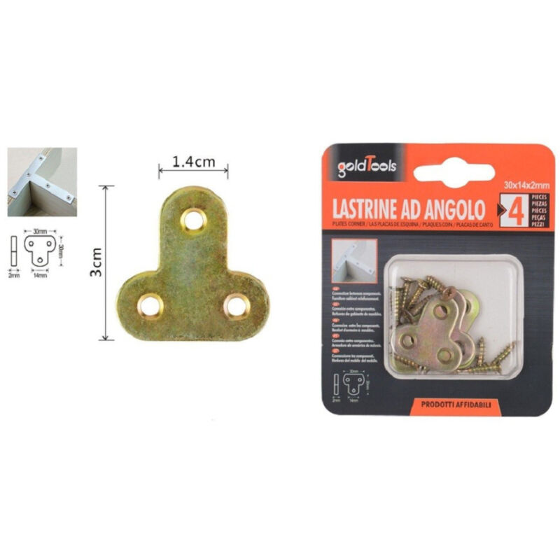 foto del prodotto kaela set 4 pz lastrina lastrine ad angolo forma t 30x14x2mm con viti per mobili 91222 