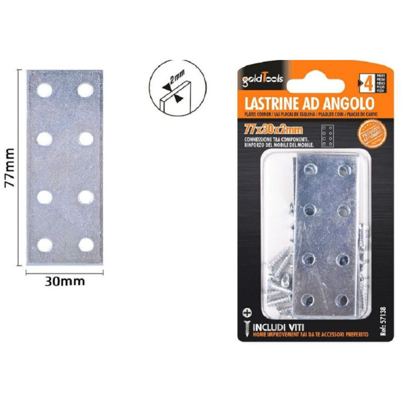 foto del prodotto kaela set 4 pz lastrine lastrina piastra di giunzione 77x30x2 mm con viti mobili 57138 