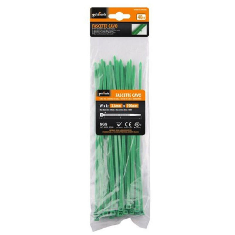foto del prodotto kaela set 40 pz fascette cavi cavo verde stringenti in plastica nylon 3.6x200mm 92395 