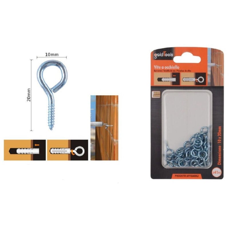 foto del prodotto kaela - set 41pz viti vite a occhiello gancio chiuso 10x20mm filettatura per legno 90723 -