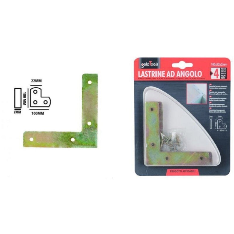 foto del prodotto kaela set 4pz lastrina lastrine ad angolo forma v 100x22x2mm con viti per mobili 91229 