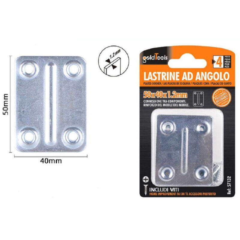 foto del prodotto kaela set 4pz lastrine lastrina piastra di giunzione 50x40x1.2mm con viti mobili 57132 