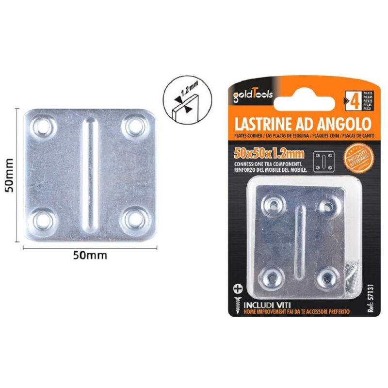 foto del prodotto kaela set 4pz lastrine lastrina piastra di giunzione 50x50x1.2mm con viti mobili 57131 