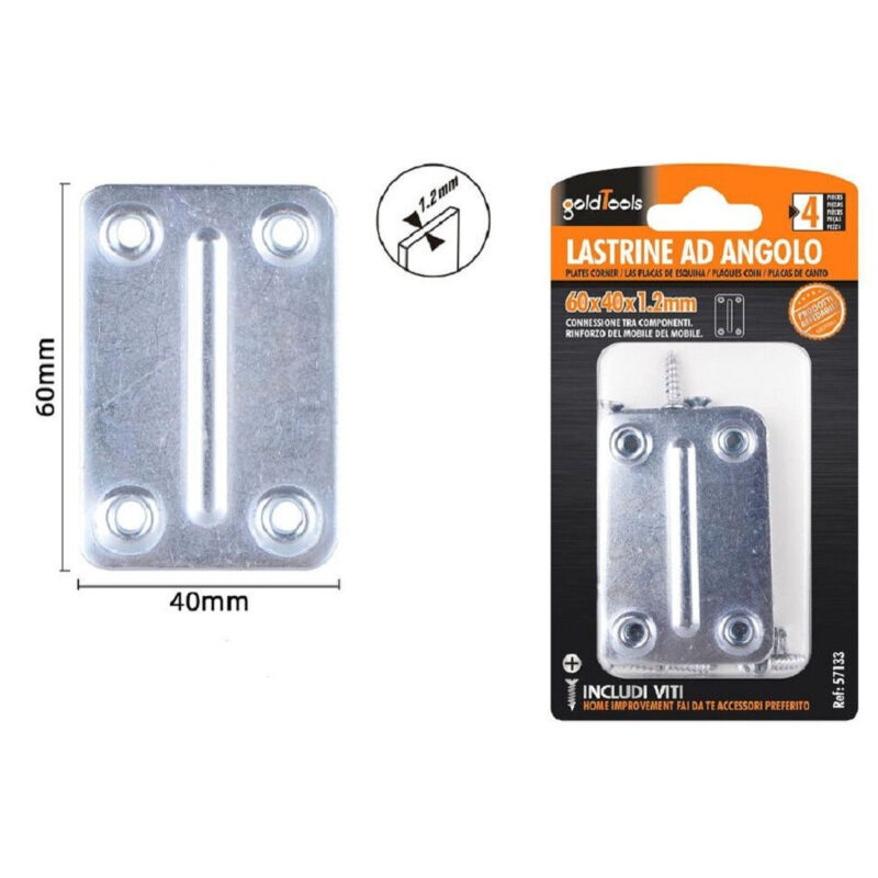 foto del prodotto kaela set 4pz lastrine lastrina piastra di giunzione 60x40x1.2mm con viti mobili 57133 