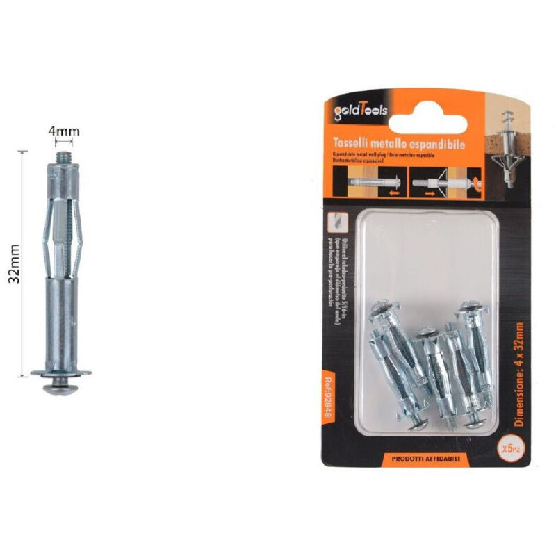 foto del prodotto kaela set 5 pz tasselli metallici espandibili viti a espansione stile i 4 x 32mm 92848 