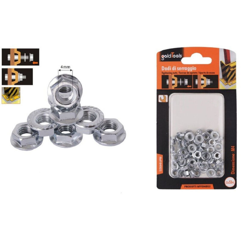 foto del prodotto kaela set 53 pz dado esagonale flangiato dadi di serraggio m4 bulloni vite 4mm 94921 