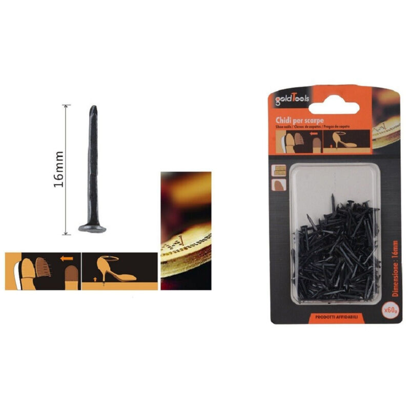 foto del prodotto kaela set confezione 60gr chiodi per scarpe 16 mm neri per riparazioni calzolaio 90888 